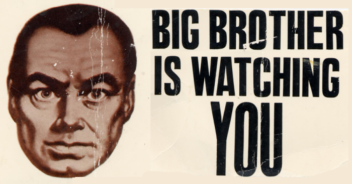 'Big Brother is watching you' hace referencia a la famosa obra de George Orwell, que describe una sociedad distópica donde la humanidad es controlada a través de la información y la tecnología
